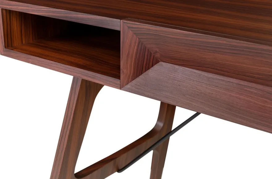 Casa Padrino Luxus Rosenholz Schreibtisch mit Schublade Braun 120 x 60 x H. 76 cm - Luxus Büromöbel