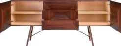 Casa Padrino Luxus Rosenholz Sideboard mit 2 Türen und 3 Schubladen Braun 200 x 50 x H. 90 cm - Luxus Qualität