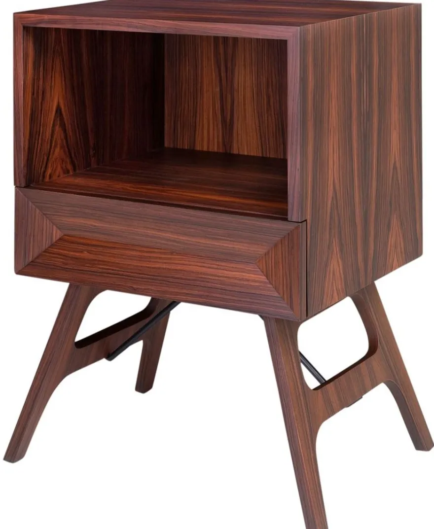 Casa Padrino Luxus Rosenholz Nachttisch mit Schublade Braun 50 x 40 x H. 70 cm - Schlafzimmermöbel