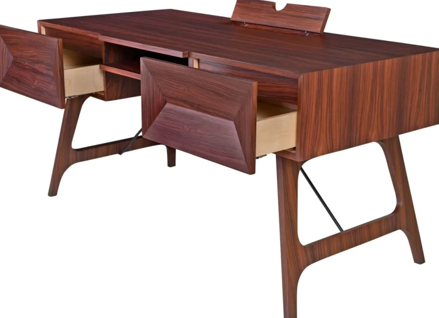 Casa Padrino Luxus Rosenholz Schreibtisch mit 2 Schubladen Braun 150 x 70 x H. 76 cm - Luxus Büromöbel