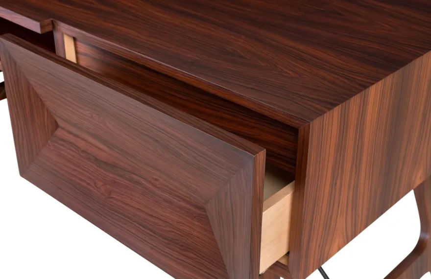 Casa Padrino Luxus Rosenholz Schreibtisch mit 2 Schubladen Braun 150 x 70 x H. 76 cm - Luxus Büromöbel