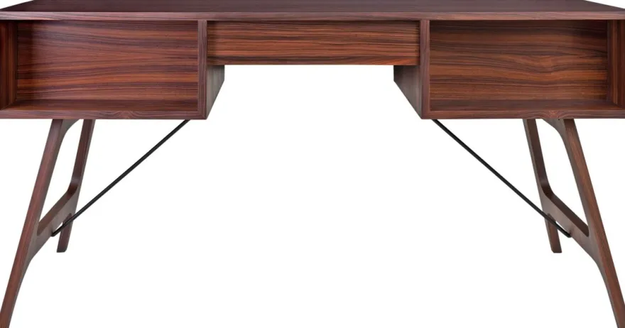 Casa Padrino Luxus Rosenholz Schreibtisch mit 2 Schubladen Braun 150 x 70 x H. 76 cm - Luxus Büromöbel