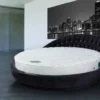 Casa Padrino Luxus Rundbett Schwarz Ø 240 x H. 90 cm - Rundes Doppelbett mit Glitzersteinen und Matratze - Luxus Schlafzimmer Möbel