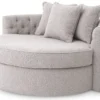 Casa Padrino Luxus Rundsofa Grau 157 x 148 x H. 90 cm - Modernes rundes Wohnzimmer Sofa mit 3 Kissen - Wohnzimmer Möbel - Luxus Möbel