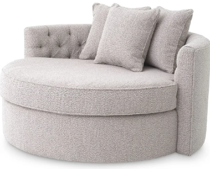 Casa Padrino Luxus Rundsofa Grau 157 x 148 x H. 90 cm - Modernes rundes Wohnzimmer Sofa mit 3 Kissen - Wohnzimmer Möbel - Luxus Möbel