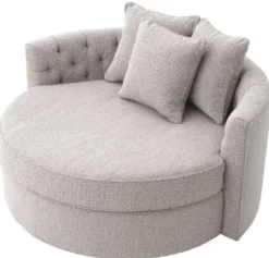 Casa Padrino Luxus Rundsofa Grau 157 x 148 x H. 90 cm - Modernes rundes Wohnzimmer Sofa mit 3 Kissen - Wohnzimmer Möbel - Luxus Möbel