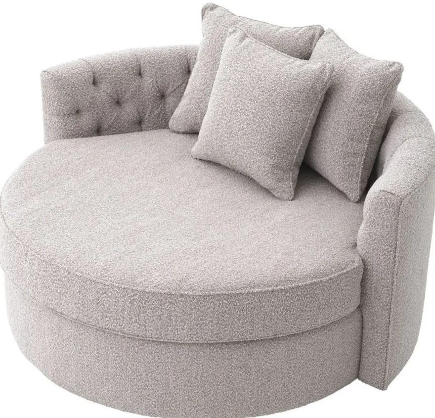 Casa Padrino Luxus Rundsofa Grau 157 x 148 x H. 90 cm - Modernes rundes Wohnzimmer Sofa mit 3 Kissen - Wohnzimmer Möbel - Luxus Möbel