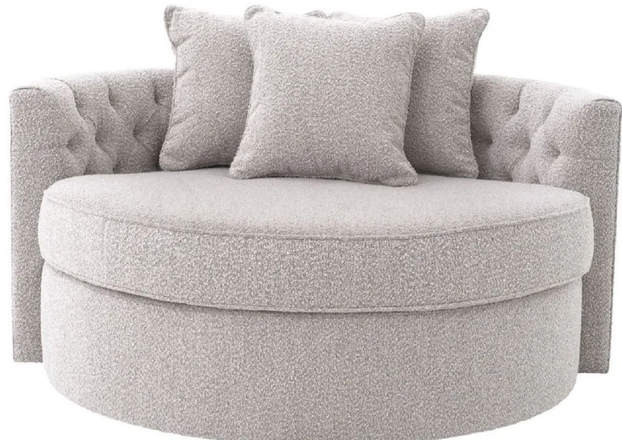 Casa Padrino Luxus Rundsofa Grau 157 x 148 x H. 90 cm - Modernes rundes Wohnzimmer Sofa mit 3 Kissen - Wohnzimmer Möbel - Luxus Möbel