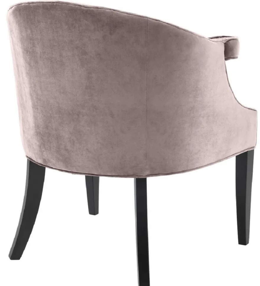 Casa Padrino Luxus Salon Samt Sessel Taupe / Schwarz 70 x 70 x H. 83 cm - Hotel Möbel