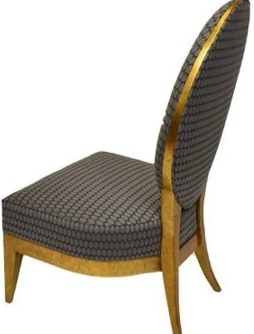 Casa Padrino Luxus Salon Sessel Silber / Schwarz / Hellbraun 65 x 77 x H. 114 cm - Luxus Qualität