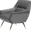 Casa Padrino Luxus Salon Sessel Grau / Schwarz / Messing 75 x 75 x H. 78 cm - Hotel Möbel