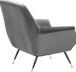 Casa Padrino Luxus Salon Sessel Grau / Schwarz / Messing 75 x 75 x H. 78 cm - Hotel Möbel