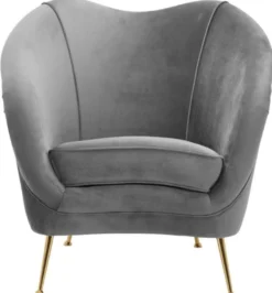 Casa Padrino Luxus Salon Sessel Grau / Messing 85 x 77 x H. 80 cm - Luxus Kollektion