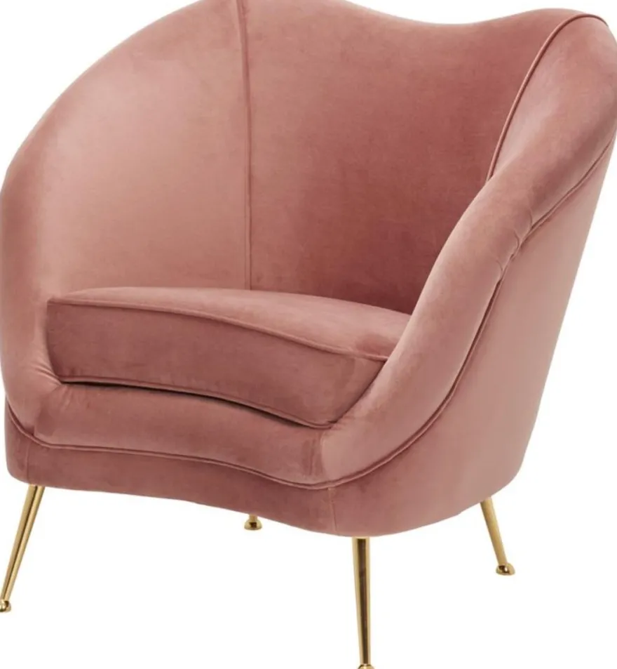 Casa Padrino Luxus Salon Sessel Rosa / Messing 85 x 77 x H. 80 cm - Luxus Kollektion