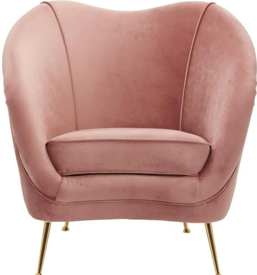 Casa Padrino Luxus Salon Sessel Rosa / Messing 85 x 77 x H. 80 cm - Luxus Kollektion