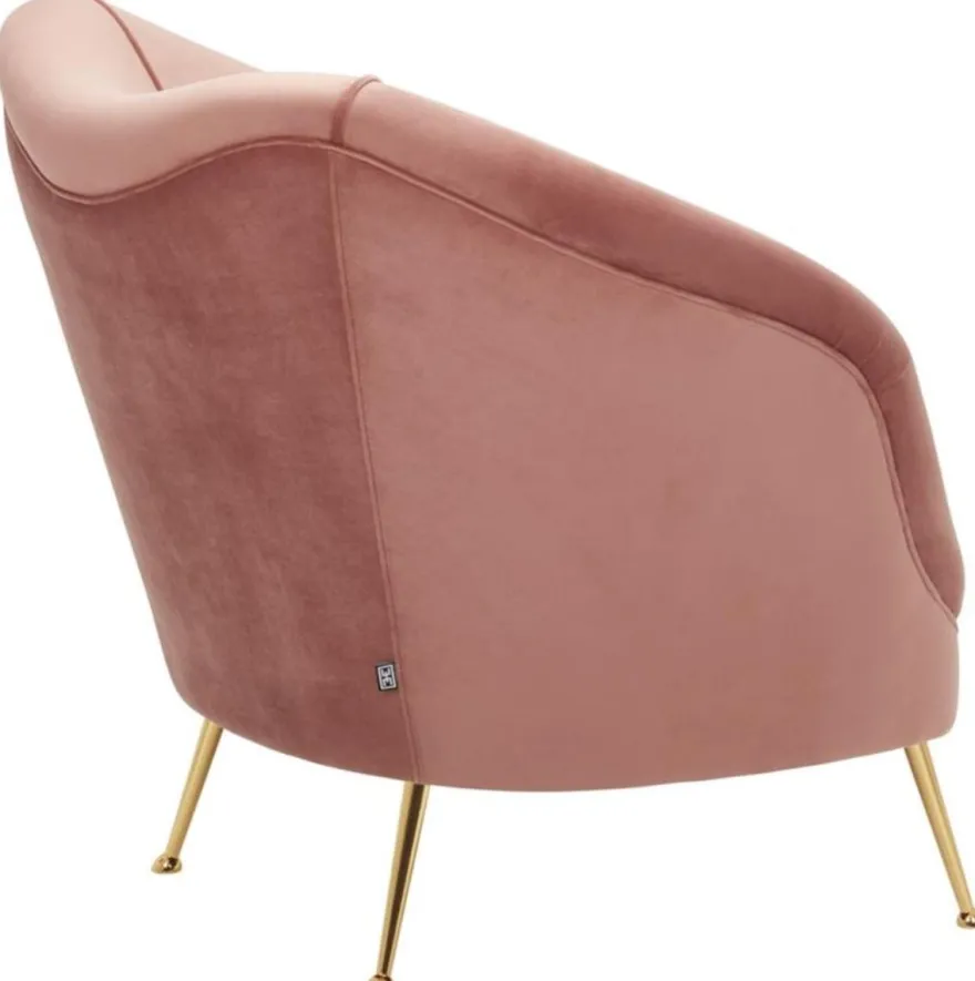 Casa Padrino Luxus Salon Sessel Rosa / Messing 85 x 77 x H. 80 cm - Luxus Kollektion