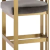 Casa Padrino Luxus Samt Barstuhl mit Armlehnen Grau / Messing 56 x 56 x H. 104 cm - Gepolsterter Barhocker - Bar Möbel - Luxus Möbel - Luxus Qualität