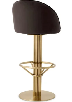 Casa Padrino Luxus Samt Barstuhl Dunkelgrau / Messing H. 103 cm - Hotel & Bar Möbel