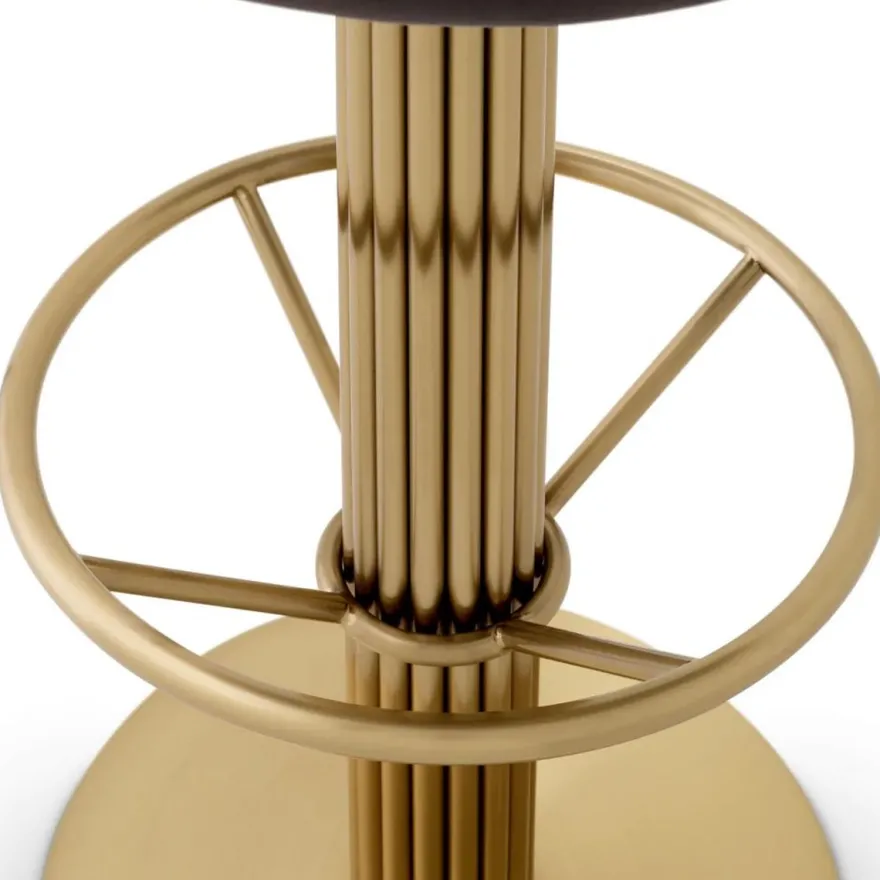 Casa Padrino Luxus Samt Barstuhl Dunkelgrau / Messing H. 103 cm - Hotel & Bar Möbel
