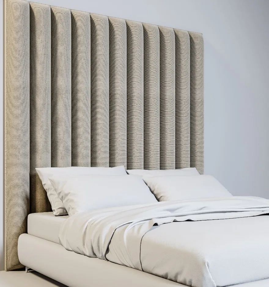 Casa Padrino Luxus Samt Bett-Kopfteil Beige 190 x 14 x H. 240 cm - Schlafzimmer Möbel - Hotel Möbel - Luxus Kollektion