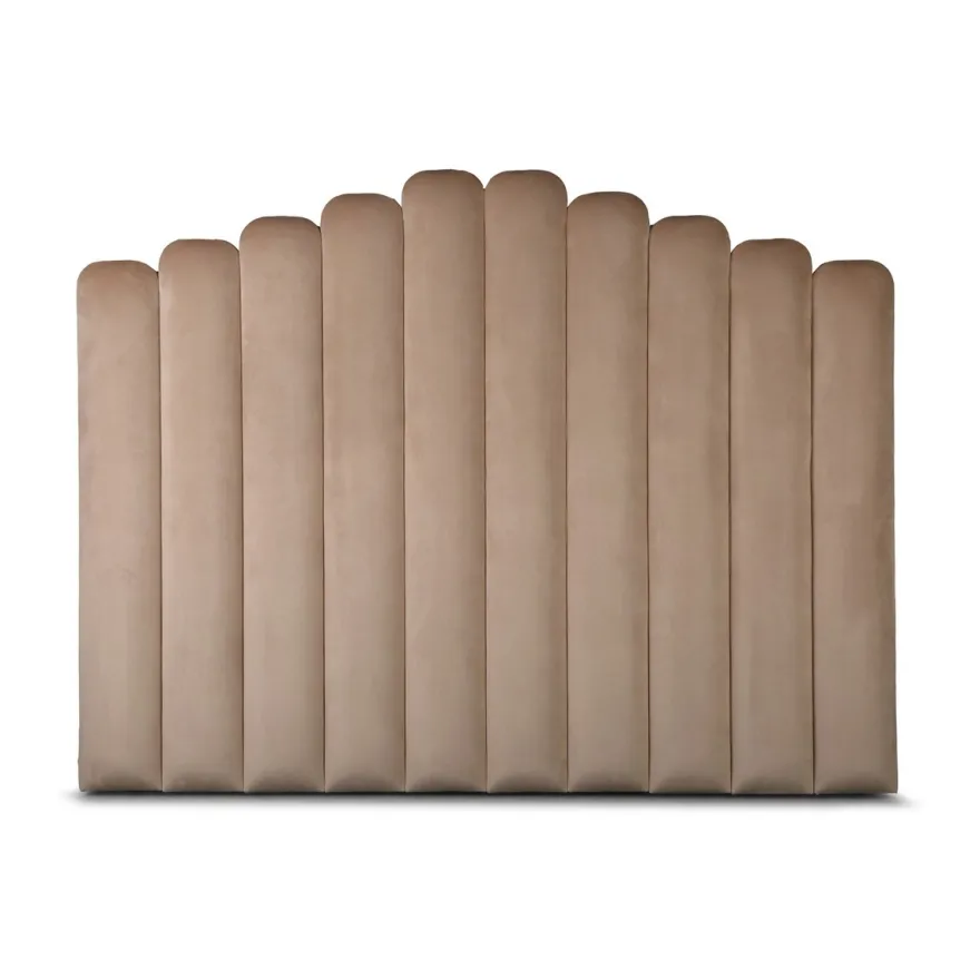 Casa Padrino Luxus Samt Bett-Kopfteil Camel 200 x H. 140 cm - Luxus Hotel & Schlafzimmer Möbel
