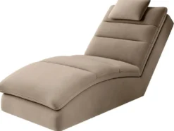 Casa Padrino Luxus Samt Chaiselongue mit Kopfkissen Hellbraun 170 cm