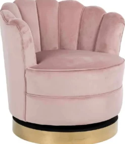 Casa Padrino Luxus Samt Drehsessel Rosa / Gold 81,5 x 76 x H. 79 cm - Moderner Wohnzimmer Sessel - Luxus Wohnzimmer Möbel
