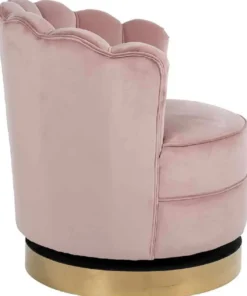 Casa Padrino Luxus Samt Drehsessel Rosa / Gold 81,5 x 76 x H. 79 cm - Moderner Wohnzimmer Sessel - Luxus Wohnzimmer Möbel