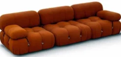 Casa Padrino Luxus Samt 3er Sofa Orange 270 x 90 x H. 68 - Handgefertigtes Wohnzimmer Sofa mit edlem Samtstoff - Handgefertigte Wohnzimmer Möbel - Luxus Möbel - Luxus Einrichtung