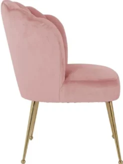 Casa Padrino Luxus Samt Esszimmer Stuhl Rosa / Gold 66 x 64 x H. 86 cm - Küchenstuhl mit Samtsoff - Esszimmer Möbel - Küchen Möbel - Luxus Möbel