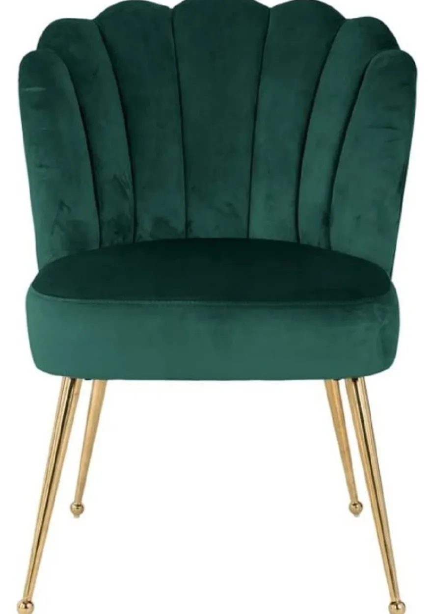 Casa Padrino Luxus Samt Esszimmer Stuhl Grün / Gold 66 x 64 x H. 86 cm - Küchenstuhl mit Samtsoff - Esszimmer Möbel - Küchen Möbel - Luxus Möbel