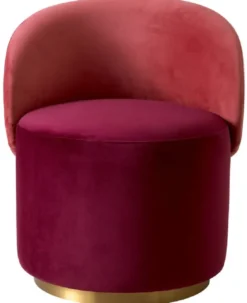 Casa Padrino Luxus Samt Esszimmer Stuhl Bordeauxrot / Rot / Messing 60 x 55 x H. 73,5 cm - Drehstuhl mit edlem Samtsoff - Esszimmer Möbel - Luxus Möbel - Luxus Qualität