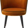 Casa Padrino Luxus Samt Esszimmerstuhl Orange / Schwarz / Messingfarben 62 x 62 x H. 76 cm - Drehbarer Küchenstuhl - Drehstuhl - Vintage Retro Stuhl - Esszimmermöbel