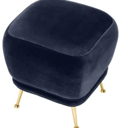Casa Padrino Luxus Samt Hocker Mitternachtsblau / Messingfarben 47 x 47 x H. 47 cm - Luxus Möbel