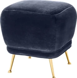 Casa Padrino Luxus Samt Hocker Mitternachtsblau / Messingfarben 47 x 47 x H. 47 cm - Luxus Möbel