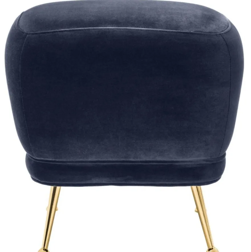 Casa Padrino Luxus Samt Hocker Mitternachtsblau / Messingfarben 47 x 47 x H. 47 cm - Luxus Möbel
