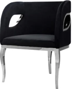 Casa Padrino Luxus Samt Sessel Schwarz / Silber 78 x 55 x H. 59 cm - Wohnzimmer Sessel - Hotel Sessel - Wohnzimmer Möbel - Luxus Möbel - Wohnzimmer Einrichtung - Luxus Einrichtung - Möbel Luxus