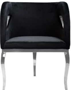 Casa Padrino Luxus Samt Sessel Schwarz / Silber 78 x 55 x H. 59 cm - Wohnzimmer Sessel - Hotel Sessel - Wohnzimmer Möbel - Luxus Möbel - Wohnzimmer Einrichtung - Luxus Einrichtung - Möbel Luxus