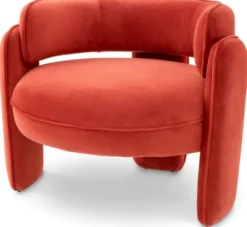 Casa Padrino Luxus Samt Sessel Orange 80 x 71 x H. 68,5 cm - Wohnzimmer Sessel - Hotel Sessel - Wohnzimmer Möbel - Luxus Möbel - Wohnzimmer Einrichtung - Luxus Einrichtung - Möbel Luxus