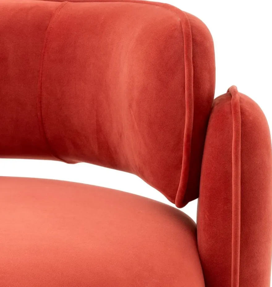 Casa Padrino Luxus Samt Sessel Orange 80 x 71 x H. 68,5 cm - Wohnzimmer Sessel - Hotel Sessel - Wohnzimmer Möbel - Luxus Möbel - Wohnzimmer Einrichtung - Luxus Einrichtung - Möbel Luxus
