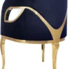 Casa Padrino Luxus Samt Sessel Blau / Gold 78 x 55 x H. 59 cm - Wohnzimmer Sessel - Hotel Sessel - Wohnzimmer Möbel - Luxus Möbel - Wohnzimmer Einrichtung - Luxus Einrichtung - Möbel Luxus