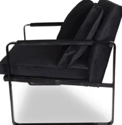 Casa Padrino Luxus Samt Sessel Schwarz 76 x 74 x H. 76 cm - Moderner Wohnzimmer Sessel mit Kissen - Luxus Möbel