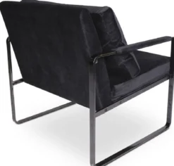 Casa Padrino Luxus Samt Sessel Schwarz 76 x 74 x H. 76 cm - Moderner Wohnzimmer Sessel mit Kissen - Luxus Möbel