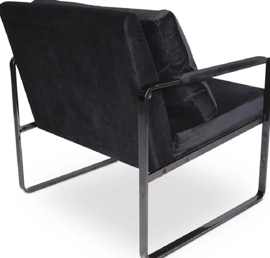 Casa Padrino Luxus Samt Sessel Schwarz 76 x 74 x H. 76 cm - Moderner Wohnzimmer Sessel mit Kissen - Luxus Möbel
