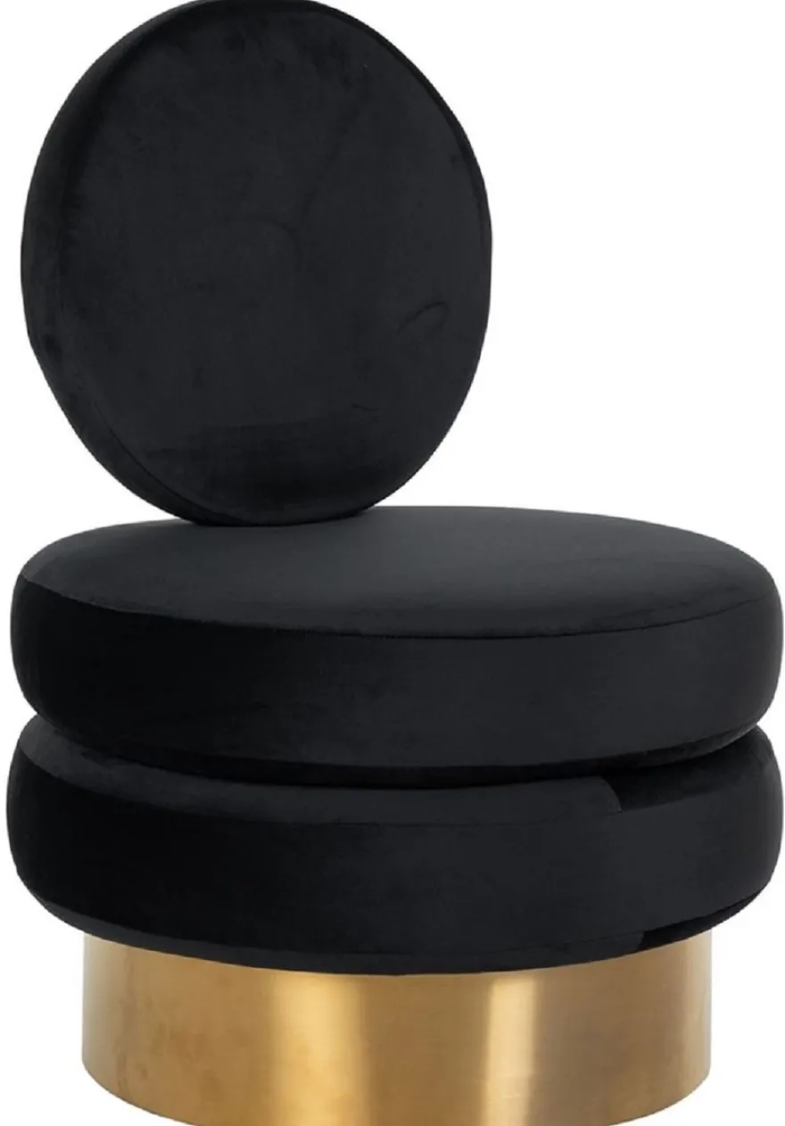 Casa Padrino Luxus Samt Sessel Schwarz / Gold 66 x 65 x H. 93 cm - Wohnzimmer Sessel - Hotel Sessel - Luxus Wohnzimmer Möbel