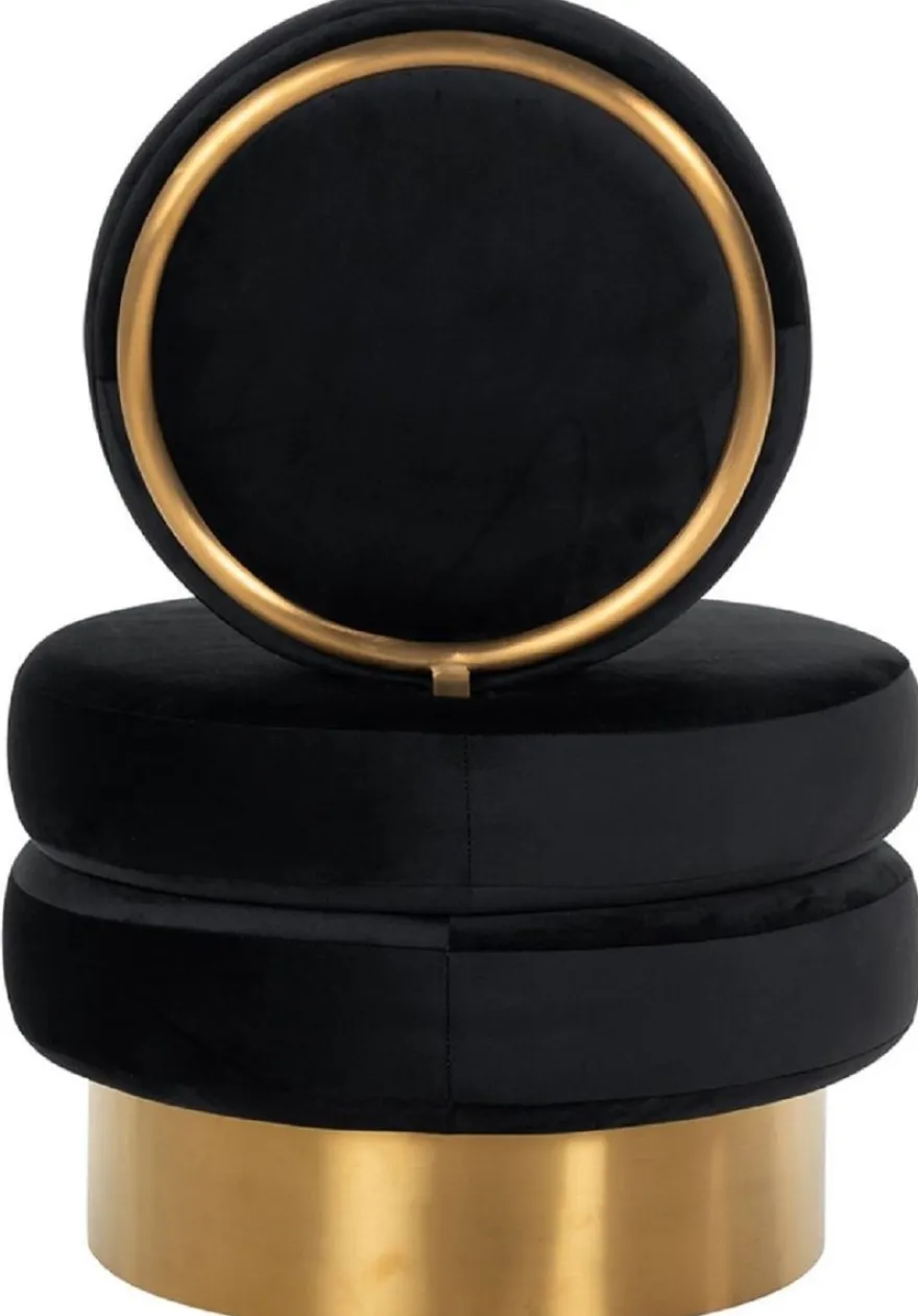 Casa Padrino Luxus Samt Sessel Schwarz / Gold 66 x 65 x H. 93 cm - Wohnzimmer Sessel - Hotel Sessel - Luxus Wohnzimmer Möbel