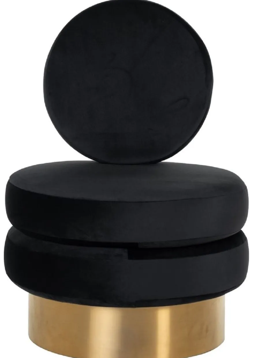 Casa Padrino Luxus Samt Sessel Schwarz / Gold 66 x 65 x H. 93 cm - Wohnzimmer Sessel - Hotel Sessel - Luxus Wohnzimmer Möbel