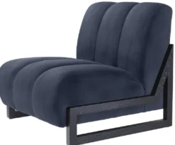 Casa Padrino Luxus Samt Sessel Mitternachtsblau / Schwarz 83,5 x 90 x H. 83,5 cm - Wohnzimmer Sessel - Hotel Sessel - Luxus Möbel