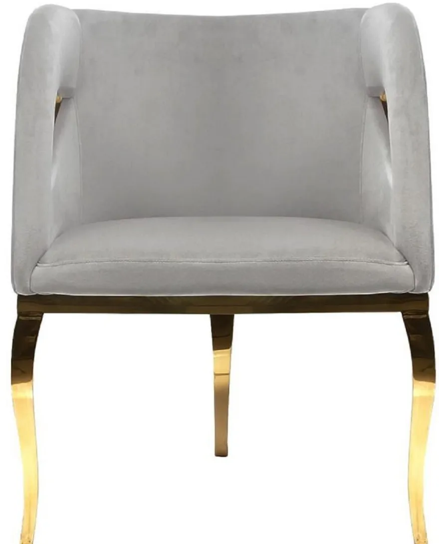 Casa Padrino Luxus Samt Sessel Grau / Gold 78 x 55 x H. 59 cm - Wohnzimmer Sessel - Hotel Sessel - Wohnzimmer Möbel - Luxus Möbel - Wohnzimmer Einrichtung - Luxus Einrichtung - Möbel Luxus