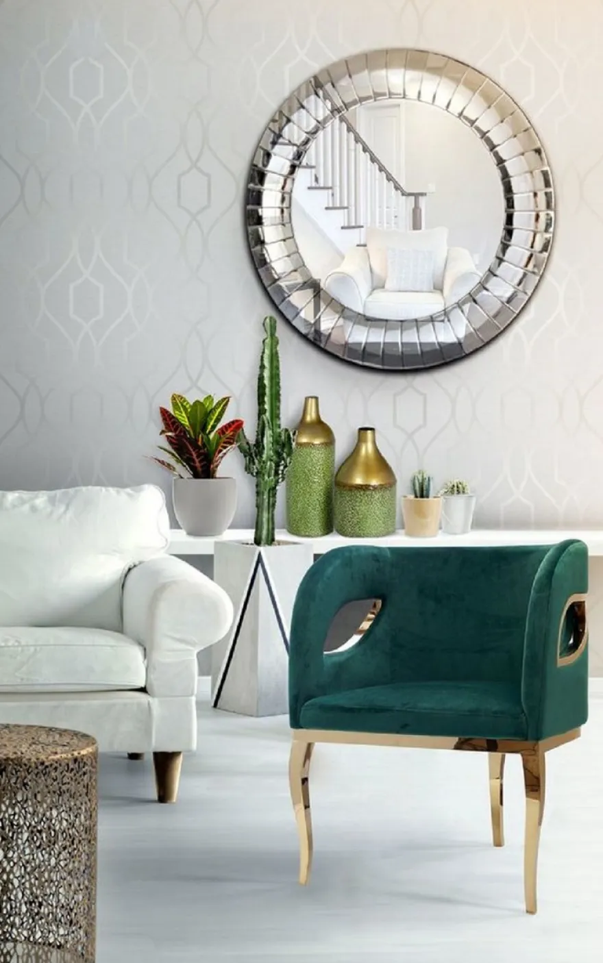 Casa Padrino Luxus Samt Sessel Grün / Gold 78 x 55 x H. 59 cm - Wohnzimmer Sessel - Hotel Sessel - Wohnzimmer Möbel - Luxus Möbel - Wohnzimmer Einrichtung - Luxus Einrichtung - Möbel Luxus